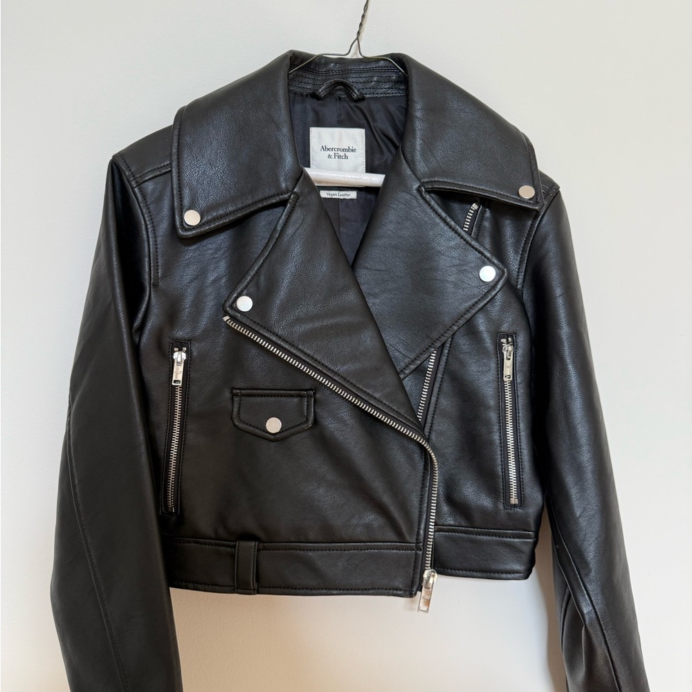 Abercrombie & Fitch black leather jacket
